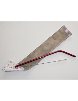 Etui 1 paille inox lavable réutilisable et goupillon - PRINTEMPS