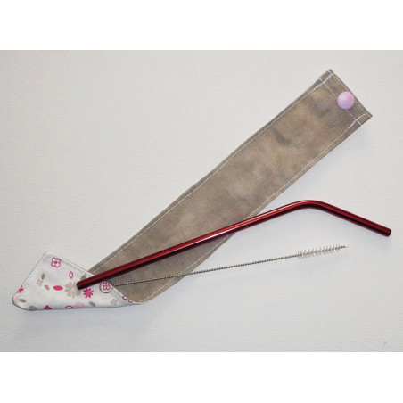 Etui 1 paille inox lavable réutilisable et goupillon - PRINTEMPS