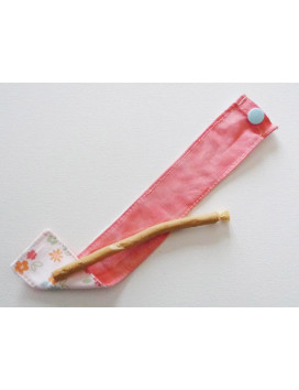 Brosse à dents naturelle Siwak et pochette en coton lavable - FLOWERS