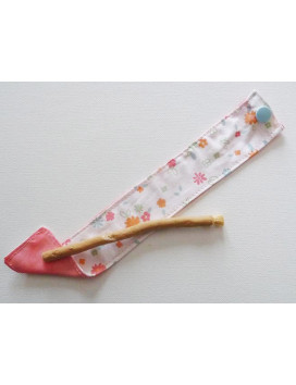 Brosse à dents naturelle Siwak et pochette en coton lavable - FLOWERS