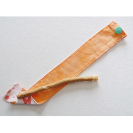 Brosse à dents naturelle Siwak et pochette en coton lavable - PAPILLONS