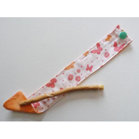 Brosse à dents naturelle Siwak et pochette en coton lavable - PAPILLONS