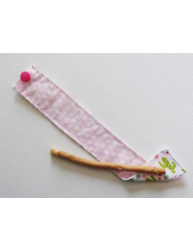 Brosse à dents naturelle Siwak et pochette en coton lavable - CACTUS