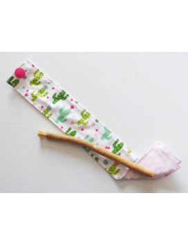 Brosse à dents naturelle Siwak et pochette en coton lavable - CACTUS