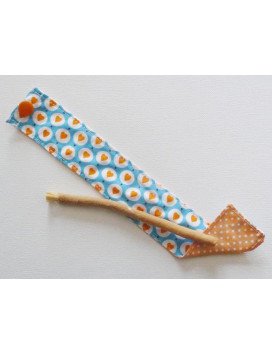 Brosse à dents naturelle Siwak et pochette en coton lavable - COEURS
