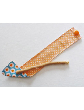 Brosse à dents naturelle Siwak et pochette en coton lavable - COEURS