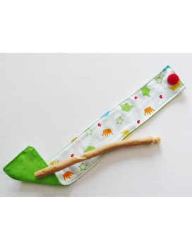 Brosse à dents naturelle Siwak et pochette en coton lavable - COURONNES