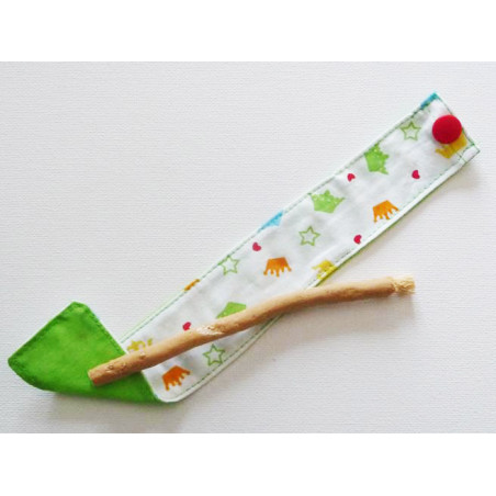 Brosse à dents naturelle Siwak et pochette en coton lavable - COURONNES