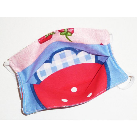 Masque en tissu lavable réversible enfant CHARLOTTE AUX FRAISES