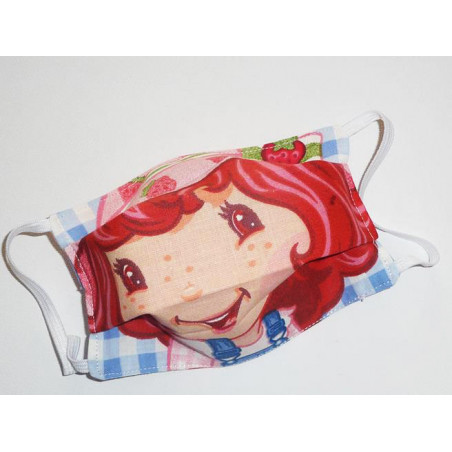 Masque en tissu lavable réversible enfant CHARLOTTE AUX FRAISES