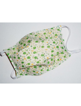 GREEN CARNATIONS reversible washable fabric mask