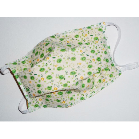 GREEN CARNATIONS reversible washable fabric mask