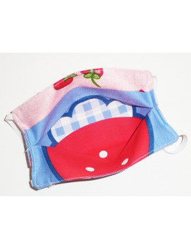 Masque en tissu lavable réversible enfant CHARLOTTE AUX FRAISES