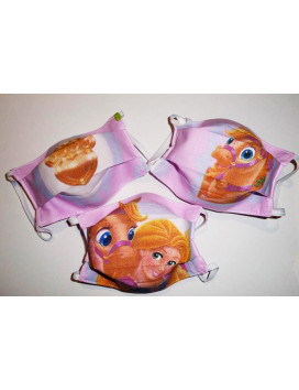 Lot 3 omkeerbare wasbare stoffen maskers voor kinderen RAIPONCE (PRINSESSEN)