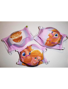 Lotto 3 maschere reversibili in tessuto lavabile per bambini RAIPONCE (PRINCIPESSE)