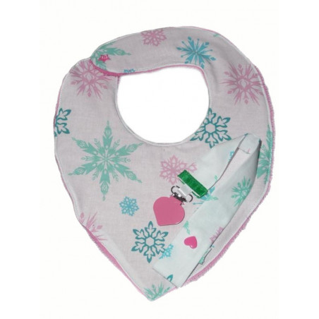 Ensemble bavoir bandana et attache-tétine PINK SNOW