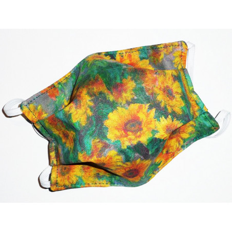 MONET'S SUNFLOWERS reversible washable fabric mask