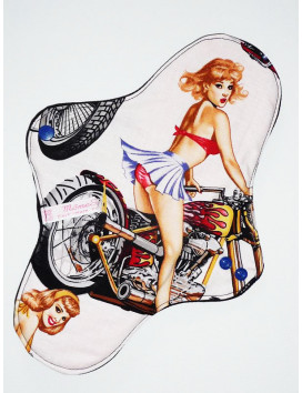 MOTOCICLISTA PIN-UP lavabili tovaglioli sanitari (XL/ NOTTE)