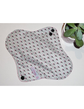 Serviette hygiénique lavable EVENTAILS ARGENT (M)