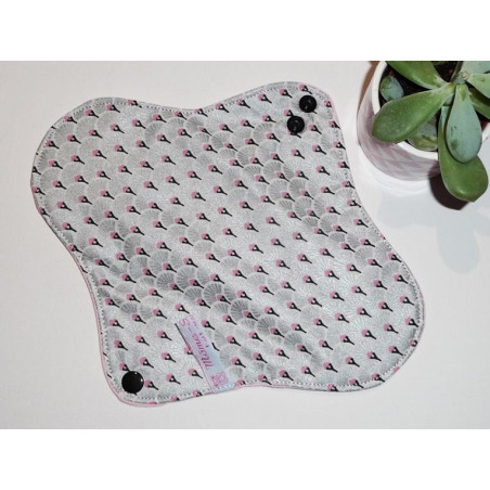 Serviette hygiénique lavable EVENTAILS ARGENT (M)