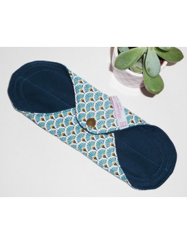 Serviette hygiénique lavable EVENTAILS BLEU CANARD (M)