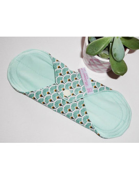 Serviette hygiénique lavable EVENTAILS TURQUOISE (S)