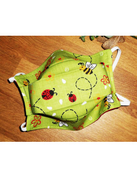 BEE AND LADYBUG reversible washable fabric mask