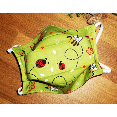 BEE AND LADYBUG reversible washable fabric mask