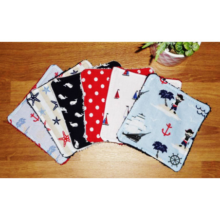 Grandes lingettes lavables (lot de 7) PIRATES