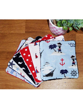 Grandes lingettes lavables (lot de 7) PIRATES