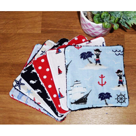 Grandes lingettes lavables (lot de 7) PIRATES