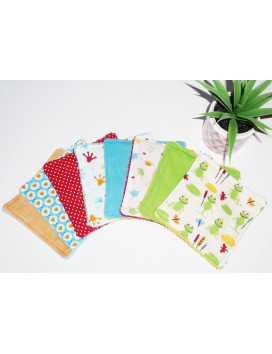 Large washable wipes (set of 8) FROGGY