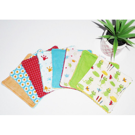 Large washable wipes (set of 8) FROGGY