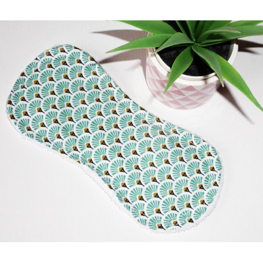 Protège-slip lavable sans ailettes EVENTAILS TURQUOISE (19 cm)