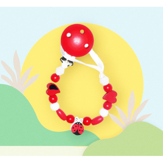 LADYBIRD wooden pacifier clip