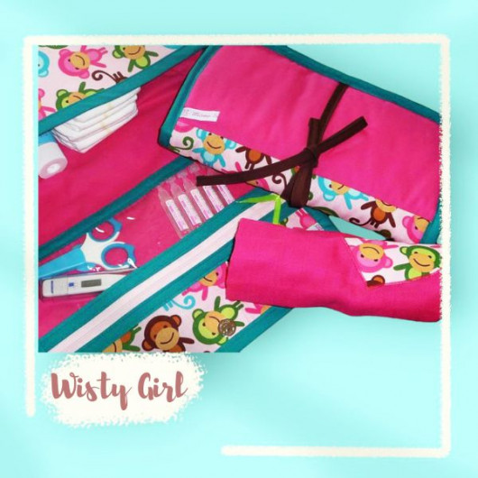 Sac à langer + matelas de change + lange doudou - WISTY GIRL -