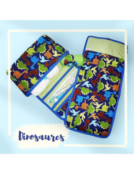 Sac à langer + matelas de change + lange doudou - DINOSAURES