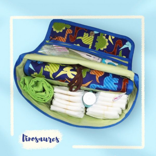 Sac à langer + matelas de change + lange doudou - DINOSAURES