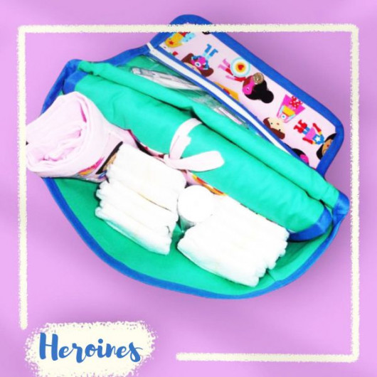 Sac à langer + matelas de change + lange doudou - LES PETITES HEROINES