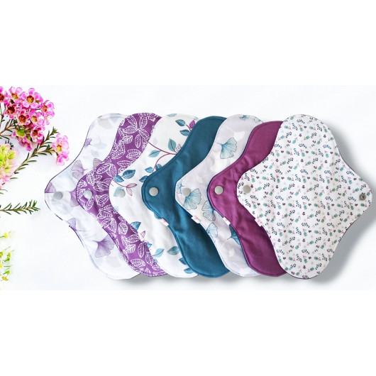 Pack of 7 washable sanitary napkins GINKGO (M)