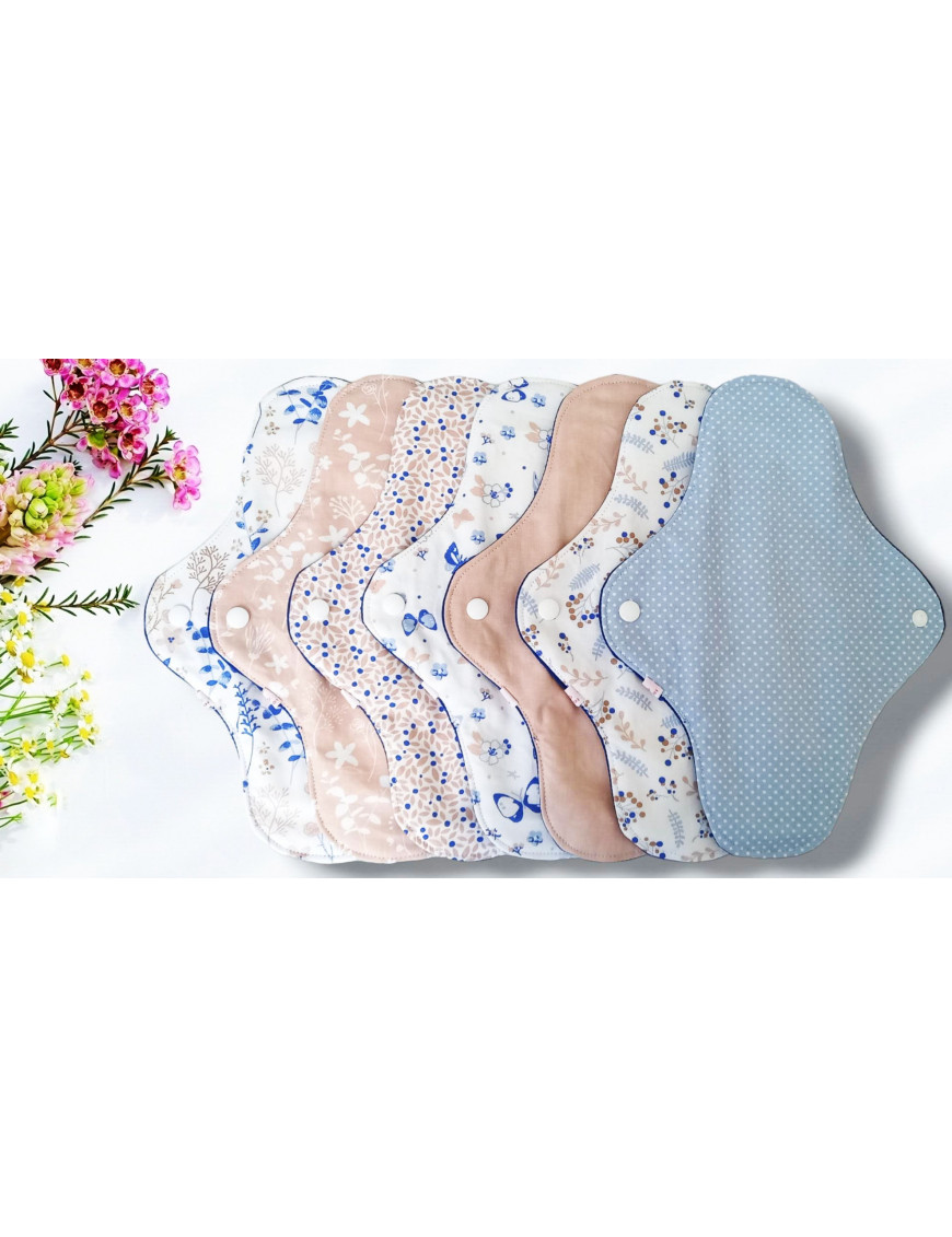 Buy wholesale Organic Cotton Reusable Panty Liners with Wings 7-Pack (Size  M) - Flowers (white wings)