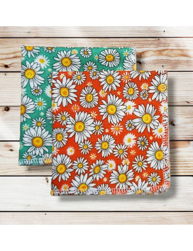 Washable and reusable cotton handkerchiefs - DAISIES