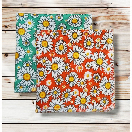 Washable and reusable cotton handkerchiefs - DAISIES