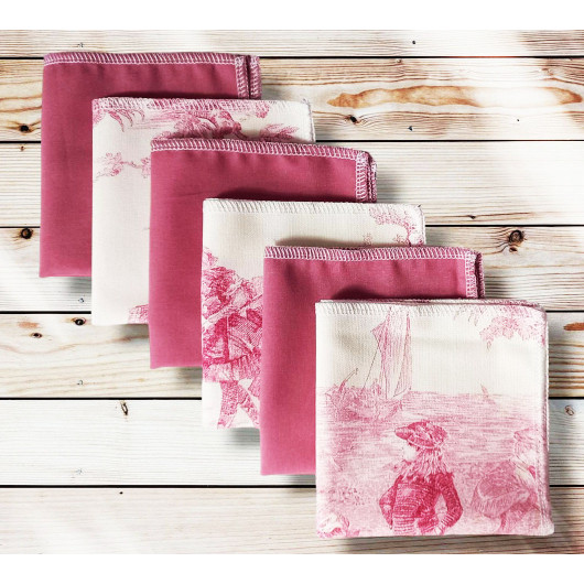 Washable and reusable cotton handkerchiefs - TOILE DE JOUY