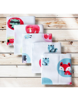 Washable and reusable organic flannel handkerchiefs - FOREST ANIMALS