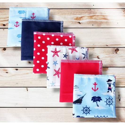 Washable and reusable cotton handkerchiefs - PIRATES
