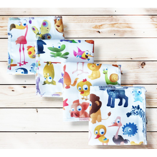 Washable and reusable cotton handkerchiefs - ANIMALS