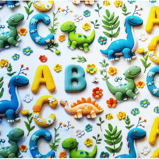 Mouchoirs en coton lavables et réutilisables - DINOSAURES (effet 3D)
