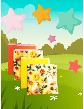 Washable and reusable cotton handkerchiefs - THE FARM (3D effect)
