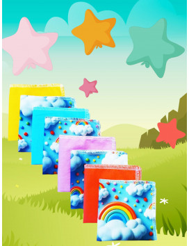 Mouchoirs en coton lavables et réutilisables - RAINBOW (effet 3D)